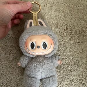 POP MART Labubu The Monster Grey Plush Keychain Designer Toy